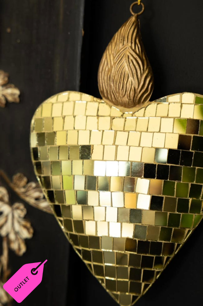 Disco Ball Flaming Heart Decoration - SECONDS