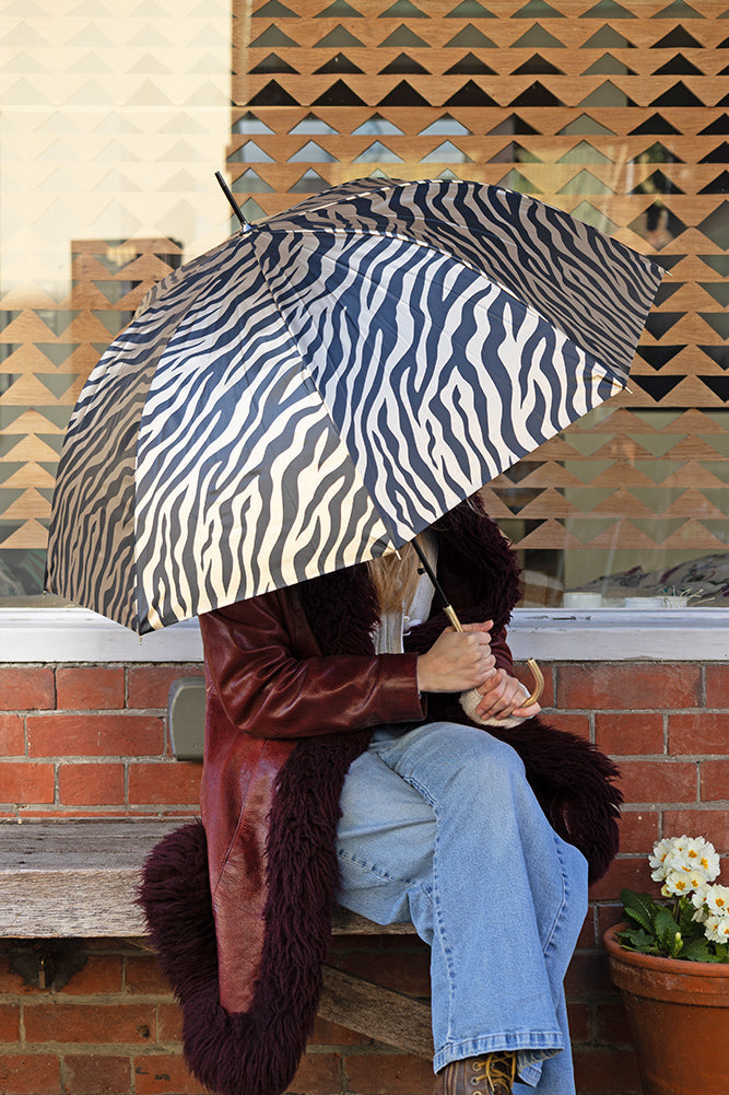Parapluie à imprimé zèbre doré métallisé