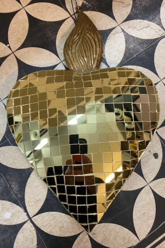 Disco Ball Flaming Heart Decoration - SECONDS