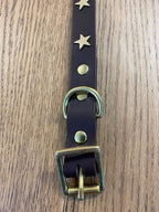 Brown Leather Dog Collar With Stars - SAMPLE