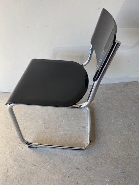 Retro Inspired Curved Dining Chair in Black - SECONDS