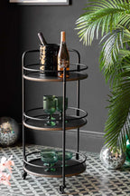 Antiqued-Style 3 Tier Metal Drinks Trolley