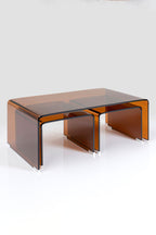 Set Of 3 Amber Glass Nest Of Coffee Tables - DISCONTINUED