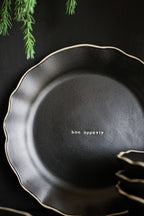 12 Piece Black & Off-White Edge Bon Apetit Dinner Set