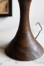 Amber Glass & Wooden Base Table Lamp