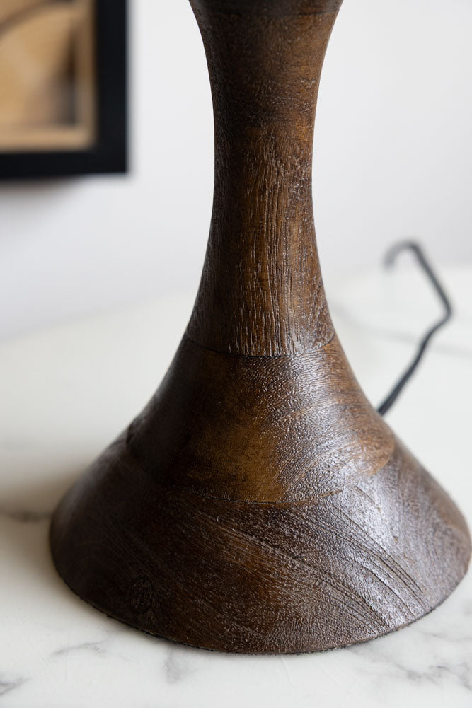 Amber Glass & Wooden Base Table Lamp