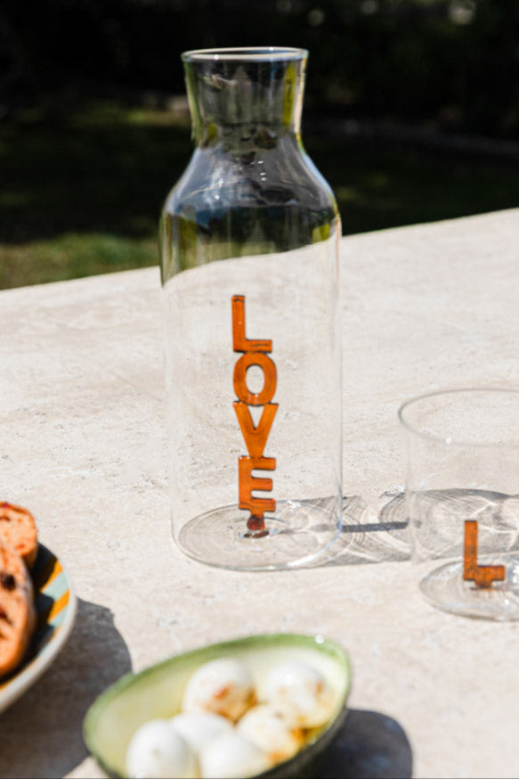 Amber LOVE Carafe in Clear Glass