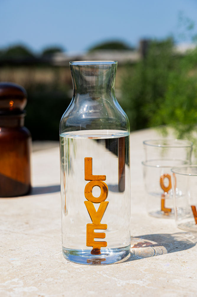 Amber LOVE Carafe in Clear Glass