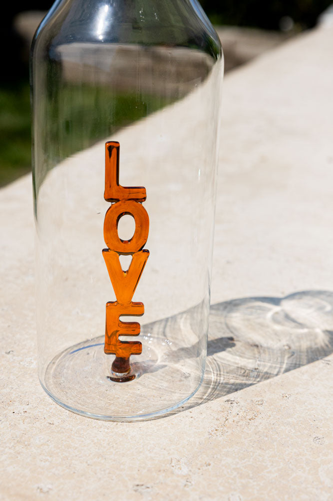 Amber LOVE Carafe in Clear Glass