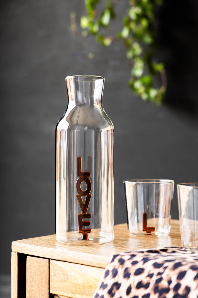 Amber LOVE Carafe in Clear Glass