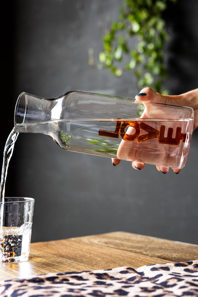 Amber LOVE Carafe in Clear Glass