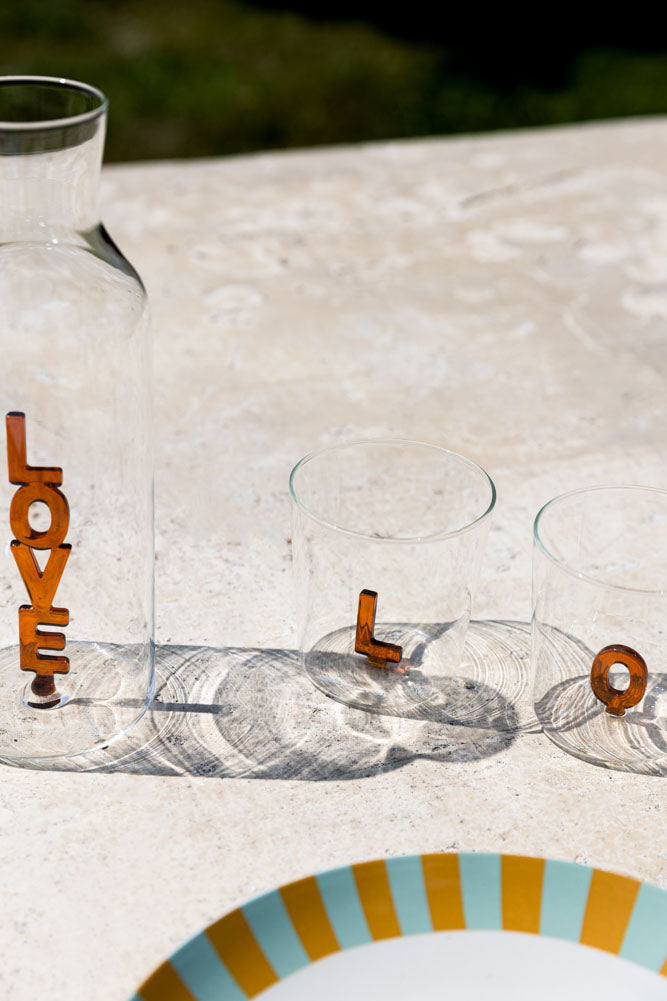 Amber LOVE Drinking Tumblers in Clear Glass