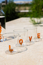 Amber LOVE Drinking Tumblers in Clear Glass