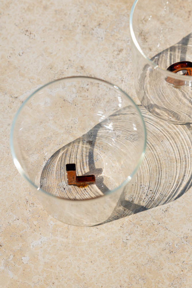 Amber LOVE Drinking Tumblers in Clear Glass
