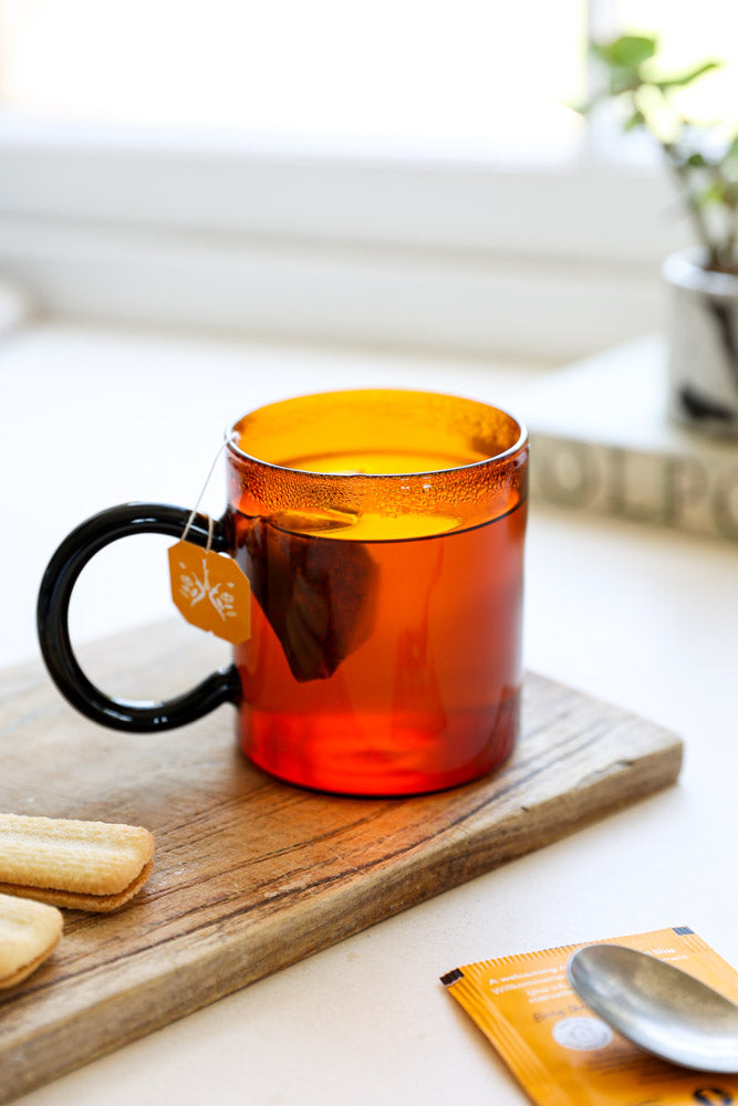 Amber & Black Glass Mug