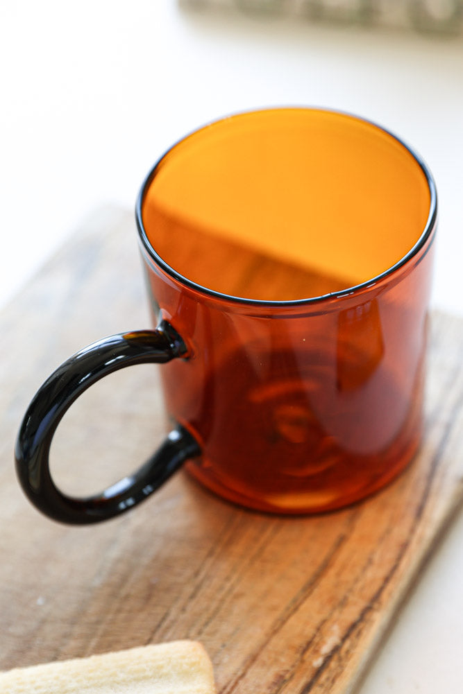 Amber & Black Glass Mug