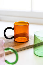 Amber & Black Glass Mug