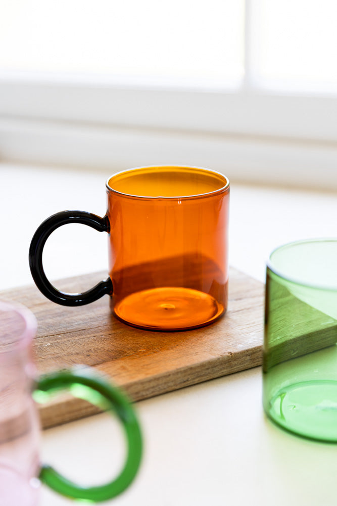 Amber & Black Glass Mug