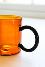 Amber & Black Glass Mug