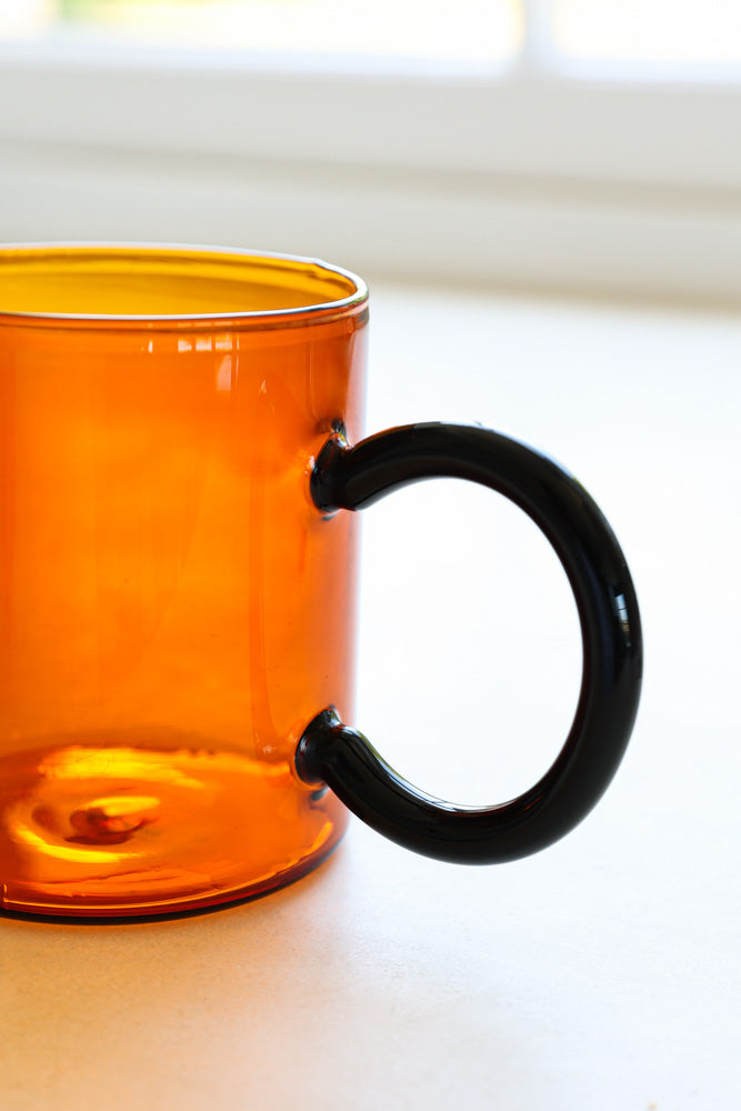 Amber & Black Glass Mug