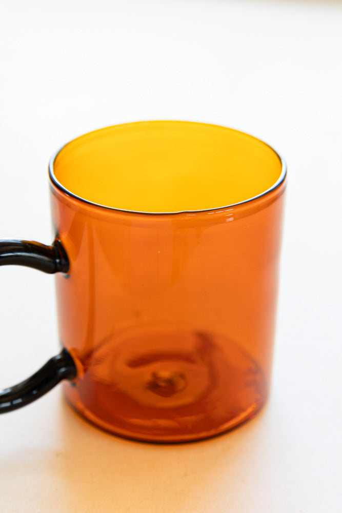 Amber & Black Glass Mug