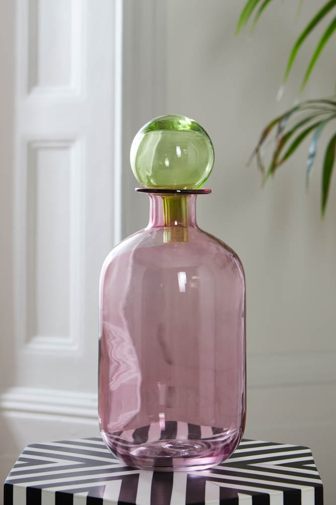 Flacon d'apothicaire rose et vert