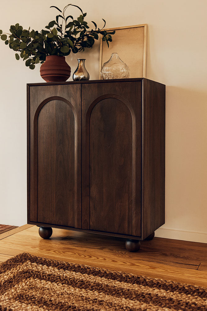 Arc Detail 2-Door Mango Wood Cabinet