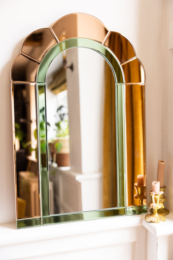 Art Deco Inspired Pretty Pink & Green Mirror
