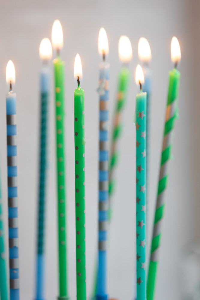 Assorted Blue Cake Candles - Pack Of 10