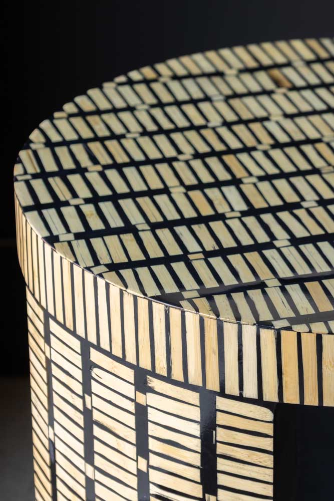 Bamboo Inlay Effect Side Table