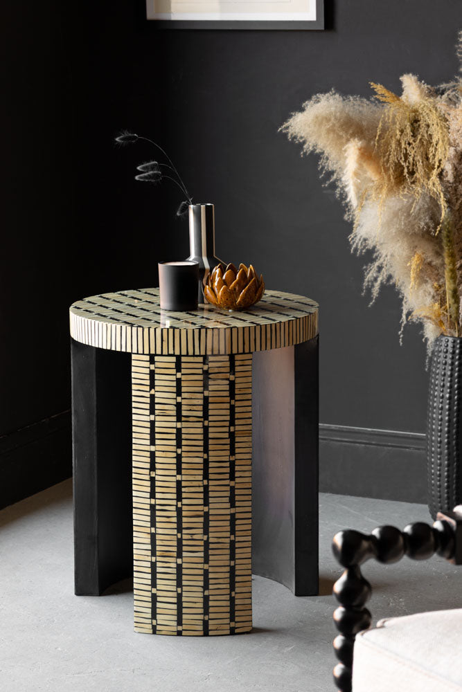 Bamboo Inlay Effect Side Table