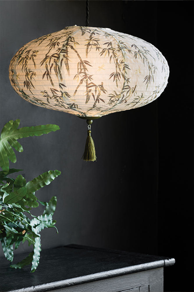 Bamboo & Green Tassel Easyfit Lampshade