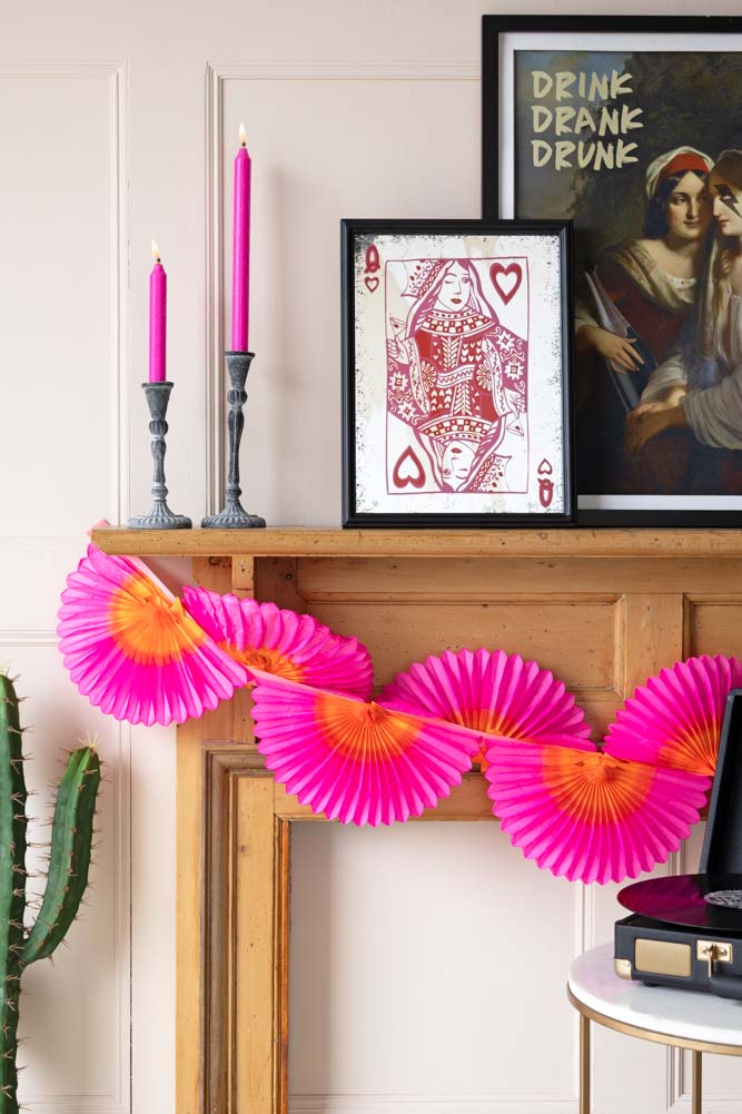 Beautiful Handcrafted Classic Paper Garland in Pink & Orange