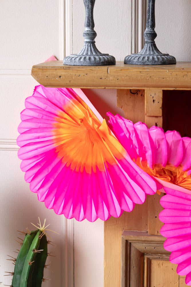 Beautiful Handcrafted Classic Paper Garland in Pink & Orange
