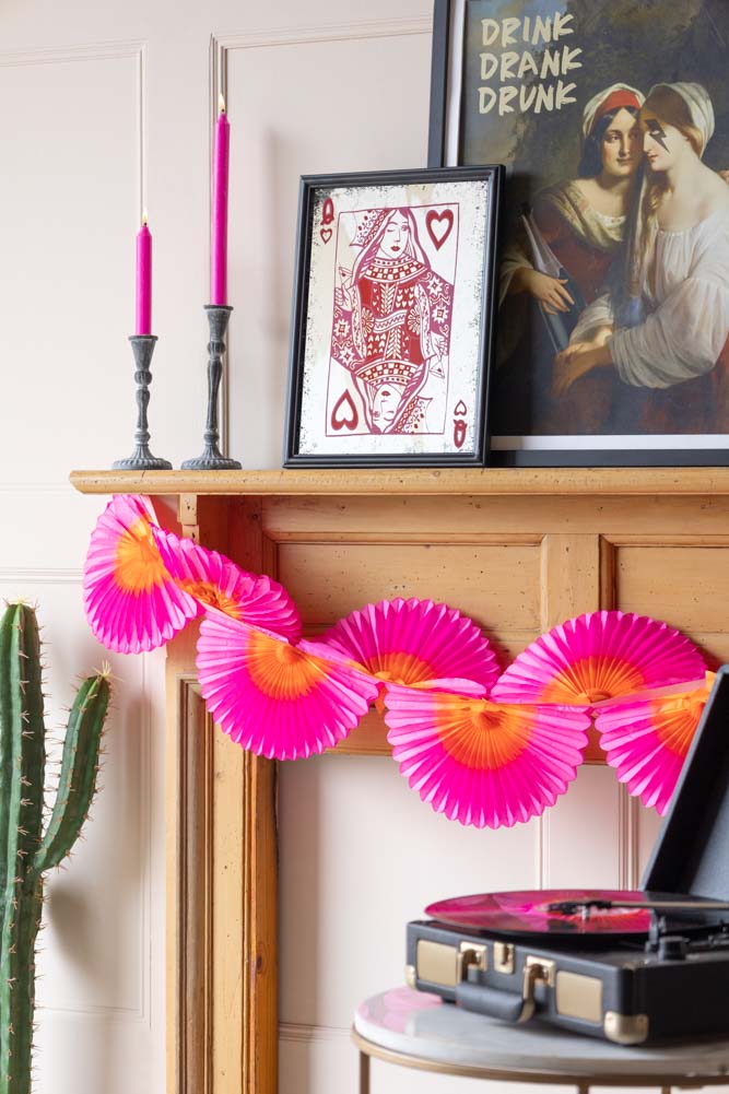 Beautiful Handcrafted Classic Paper Garland in Pink & Orange