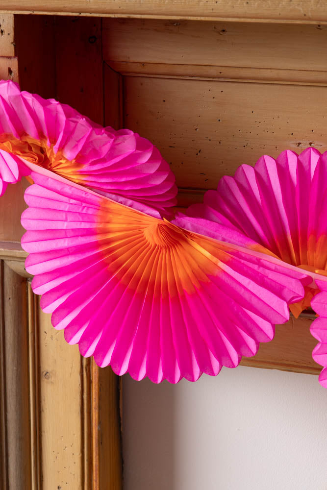 Beautiful Handcrafted Classic Paper Garland in Pink & Orange