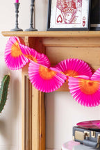 Beautiful Handcrafted Classic Paper Garland in Pink & Orange