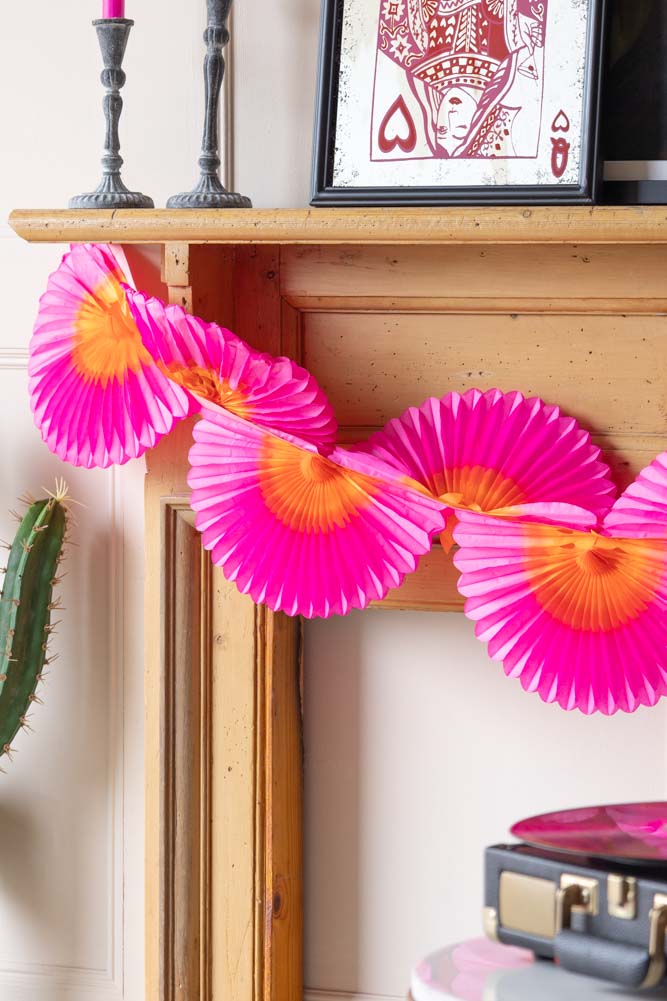 Beautiful Handcrafted Classic Paper Garland in Pink & Orange