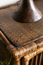 Beautiful Dark Brown Rattan 2 Door Cabinet