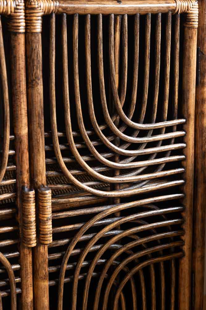 Beautiful Dark Brown Rattan 2 Door Cabinet