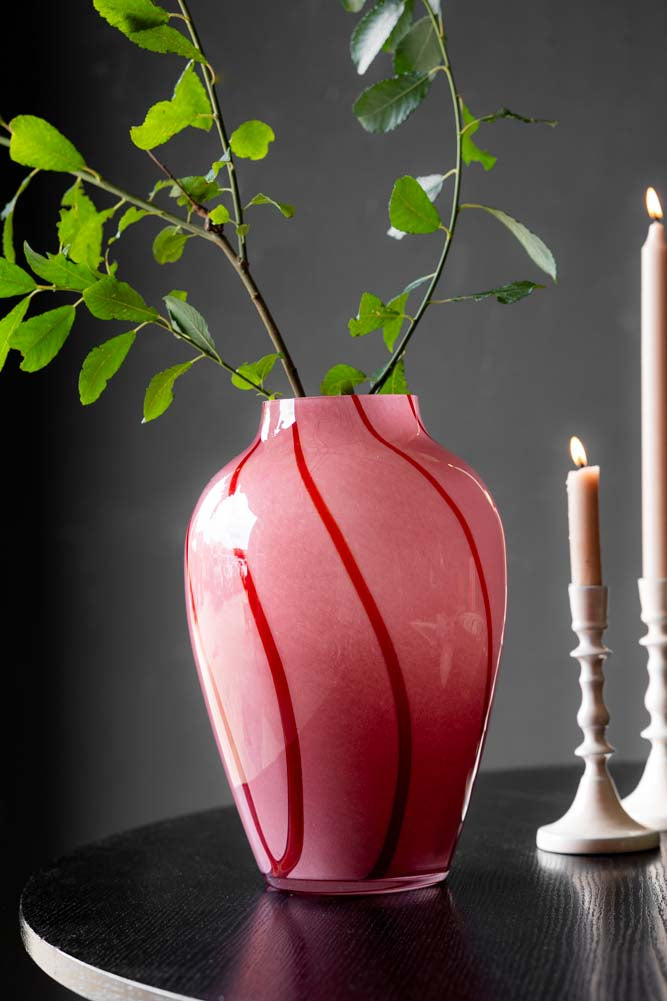Beautiful Pink & Deep Red Swirl Vase