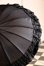 Boutique Black Frilled Edge Umbrella