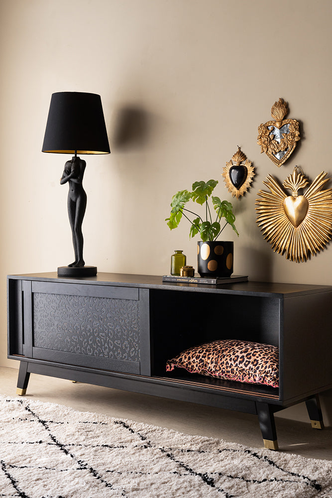 Black Leopard Print TV Unit
