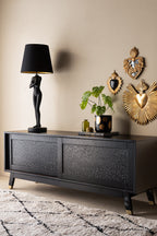 Black Leopard Print TV Unit