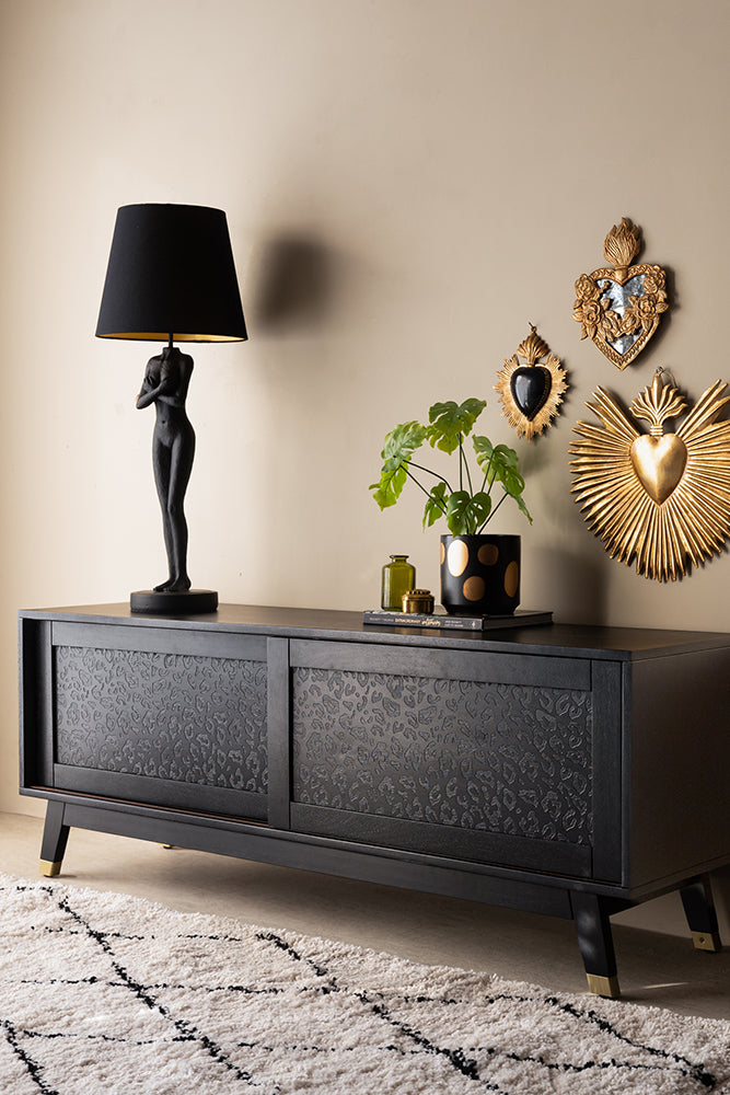 Black Leopard Print TV Unit