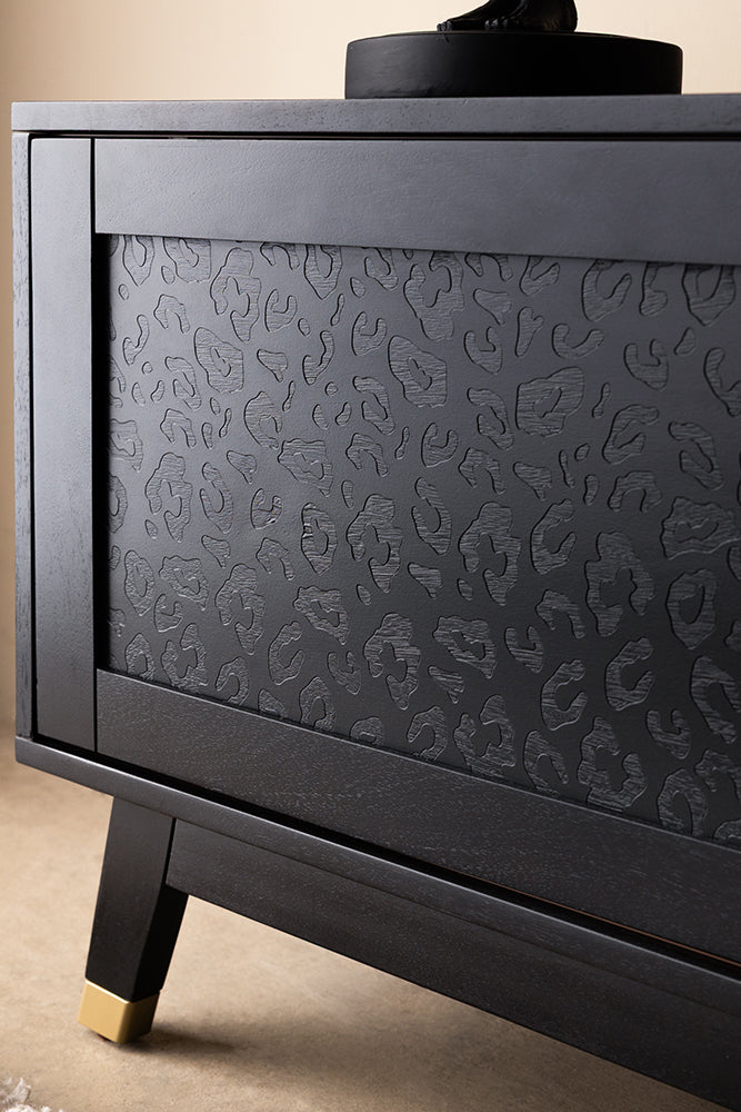 Black Leopard Print TV Unit