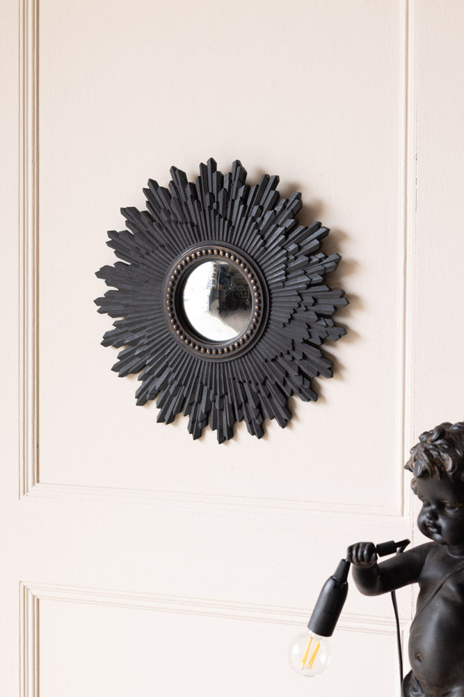 Black Starburst Traditional Convex Mirror