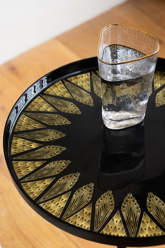 Black & Gold Art Deco Inspired Side Table