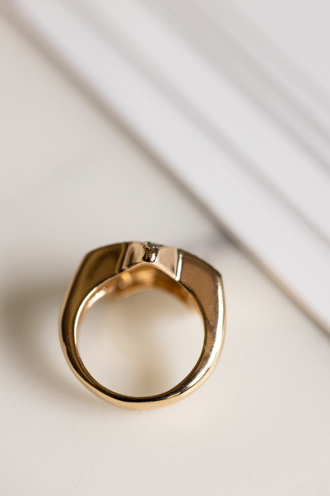 Black & Gold Studded Star Ring - Available in Two Sizes