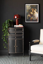 Black & Gold Antiqued-Style Side Cabinet